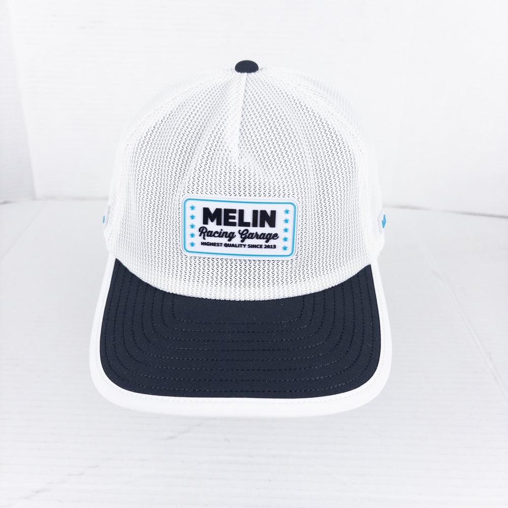 Melin Eagle Hydro MPH Garage Hat Mens OSFM White Navy Mesh Snapback Racing Cap